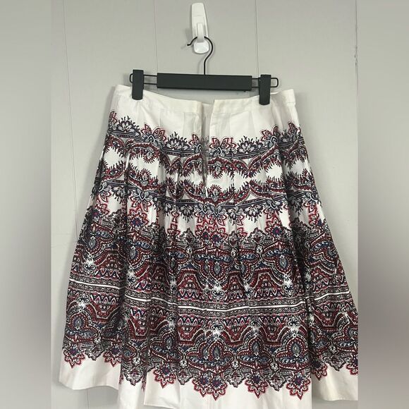 NWT Talbots Petite Paisley Pleated A-Line Cotton Blend Skirt Size 8P - Picture 4 of 8